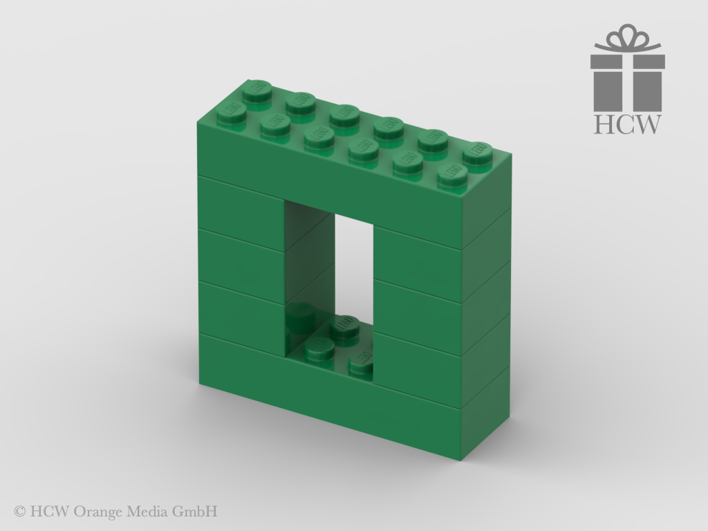 Zahl 0 aus LEGO® Steinen (Höhe 5 Steine)
