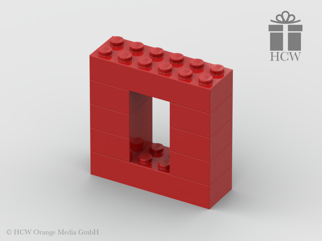Zahl 0 aus LEGO® Steinen (Höhe 5 Steine)
