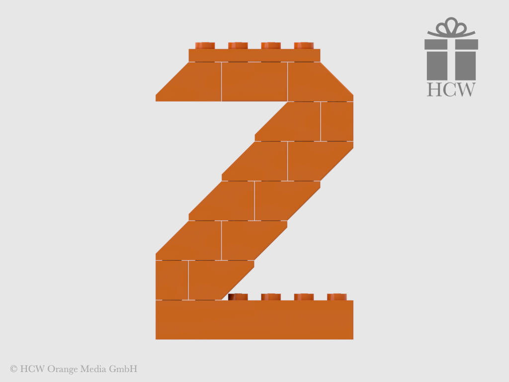 Zahl 2 aus LEGO® Steinen (Höhe 7 Steine)