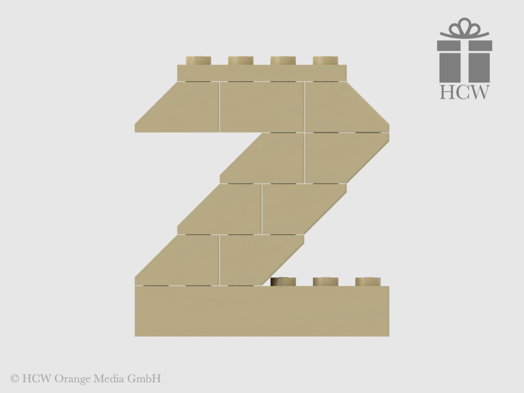 Zahl 2 aus LEGO® Steinen (Höhe 5 Steine)