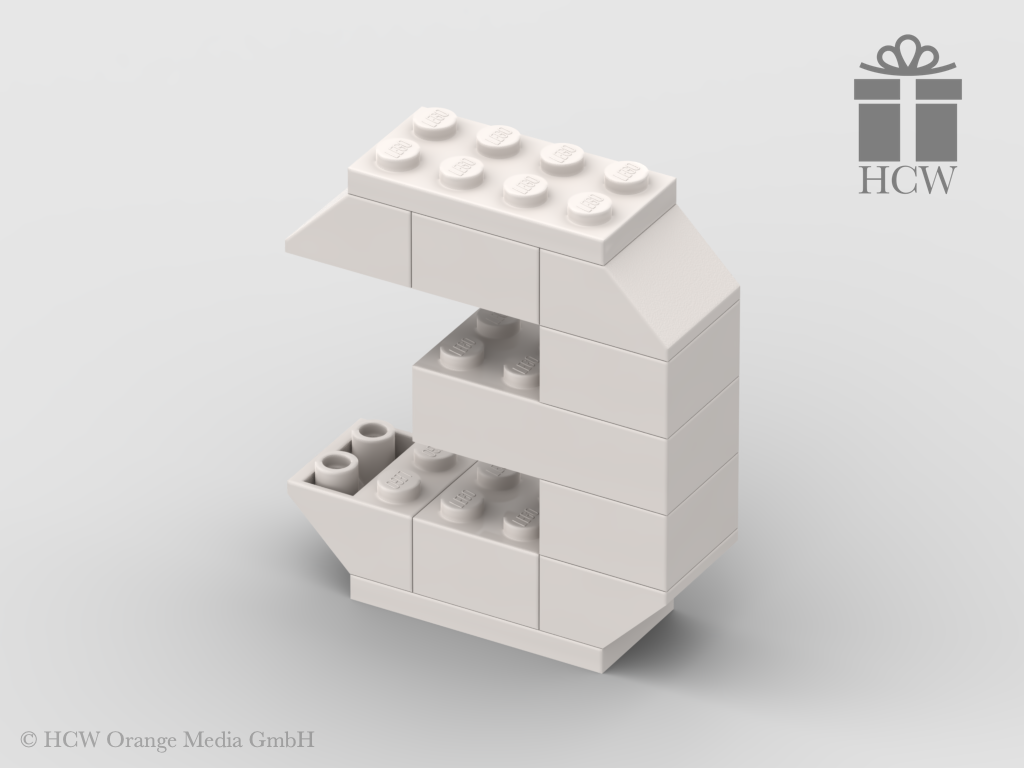 Zahl 3 aus LEGO® Steinen (Höhe 5 Steine)