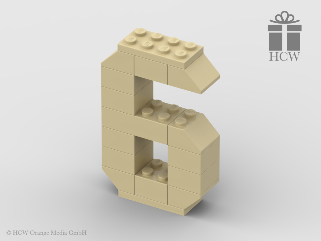 Zahl 6 aus LEGO® Steinen (Höhe 7 Steine)
