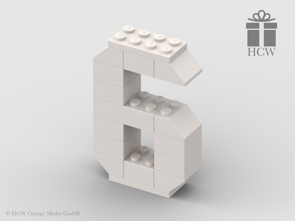 Zahl 6 aus LEGO® Steinen (Höhe 7 Steine)
