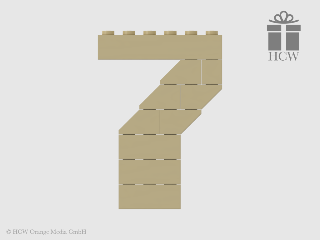 Zahl 7 aus LEGO® Steinen (Höhe 7 Steine)