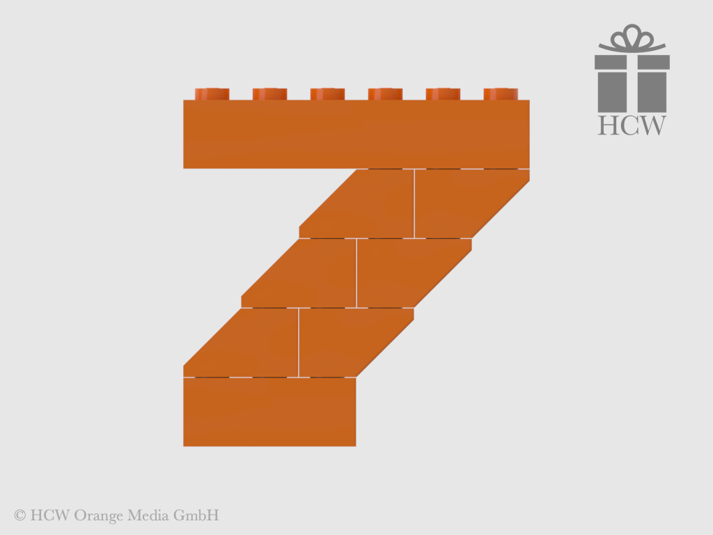 Zahl 7 aus LEGO® Steinen (Höhe 5 Steine)
