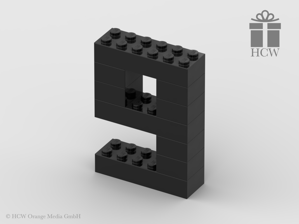 Zahl 9 aus LEGO® Steinen (Höhe 7 Steine)
