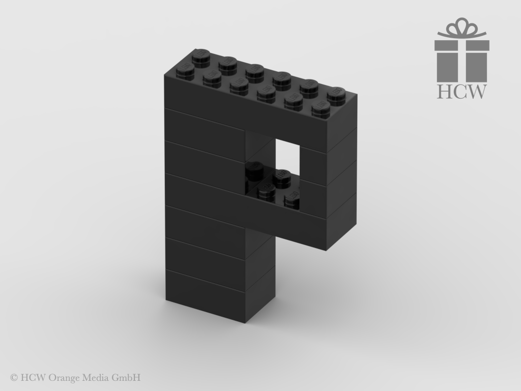Buchstabe P aus LEGO® Steinen (Höhe 7 Steine)