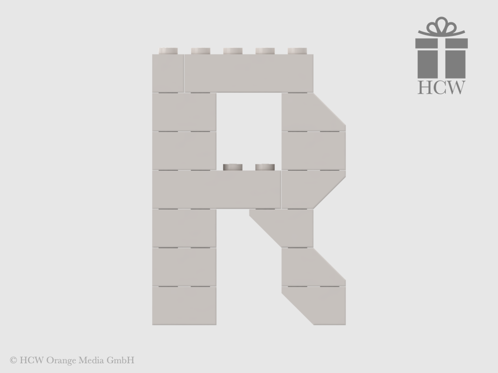 Buchstabe R aus LEGO® Steinen (Höhe 7 Steine)