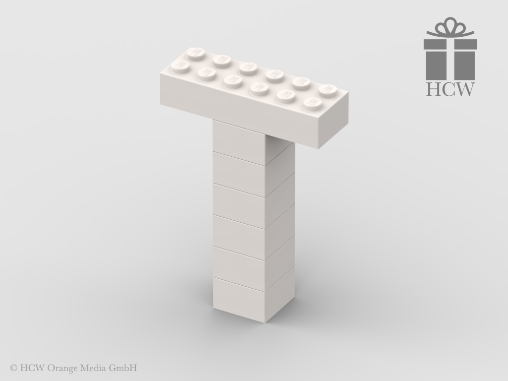 Buchstabe T aus LEGO® Steinen (Höhe 7 Steine)