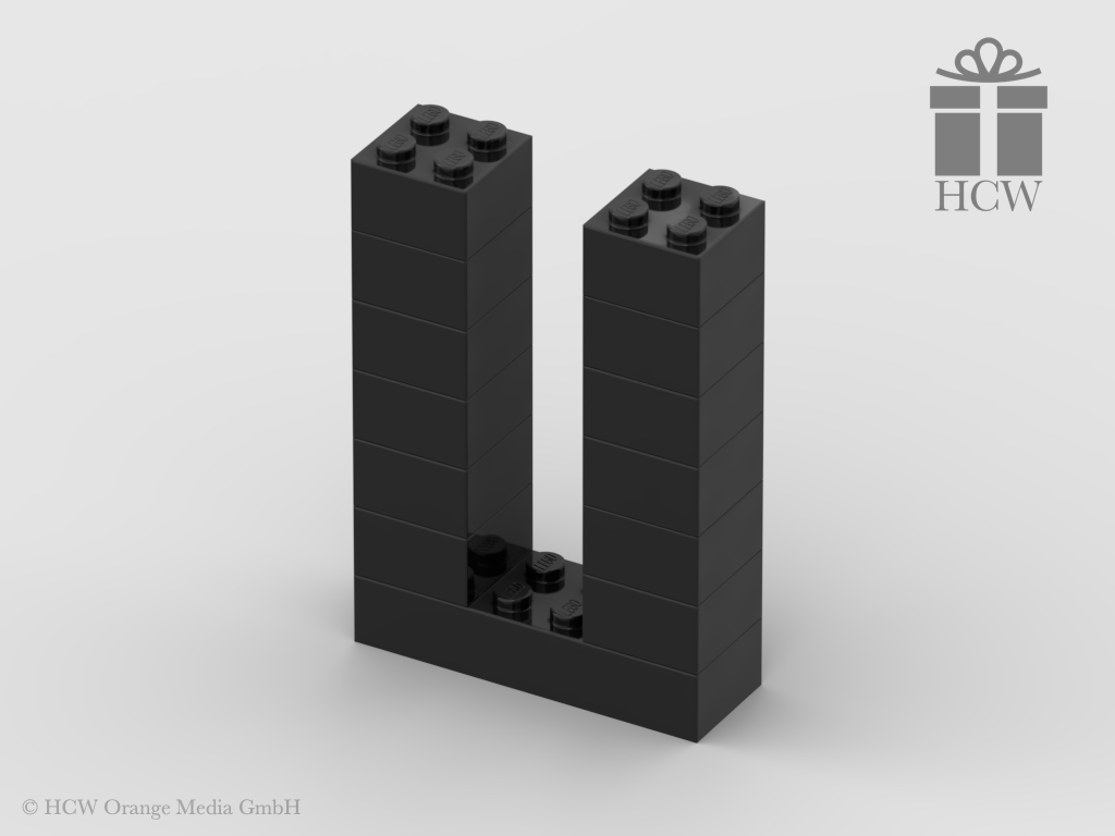 Buchstabe U aus LEGO® Steinen (Höhe 7 Steine)