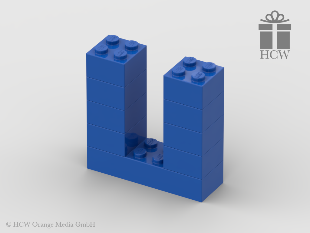 Buchstabe U aus LEGO® Steinen (Höhe 5 Steine)