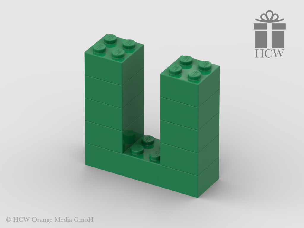 Buchstabe U aus LEGO® Steinen (Höhe 5 Steine)