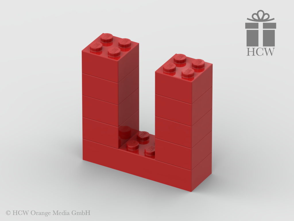 Buchstabe U aus LEGO® Steinen (Höhe 5 Steine)
