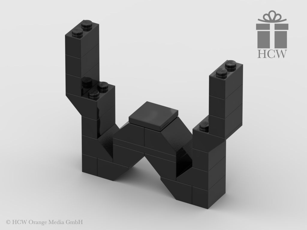 Buchstabe W aus LEGO® Steinen (Höhe 7 Steine)