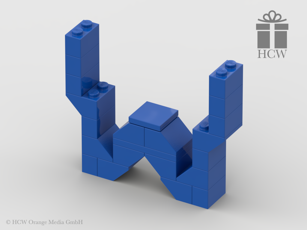Buchstabe W aus LEGO® Steinen (Höhe 7 Steine)