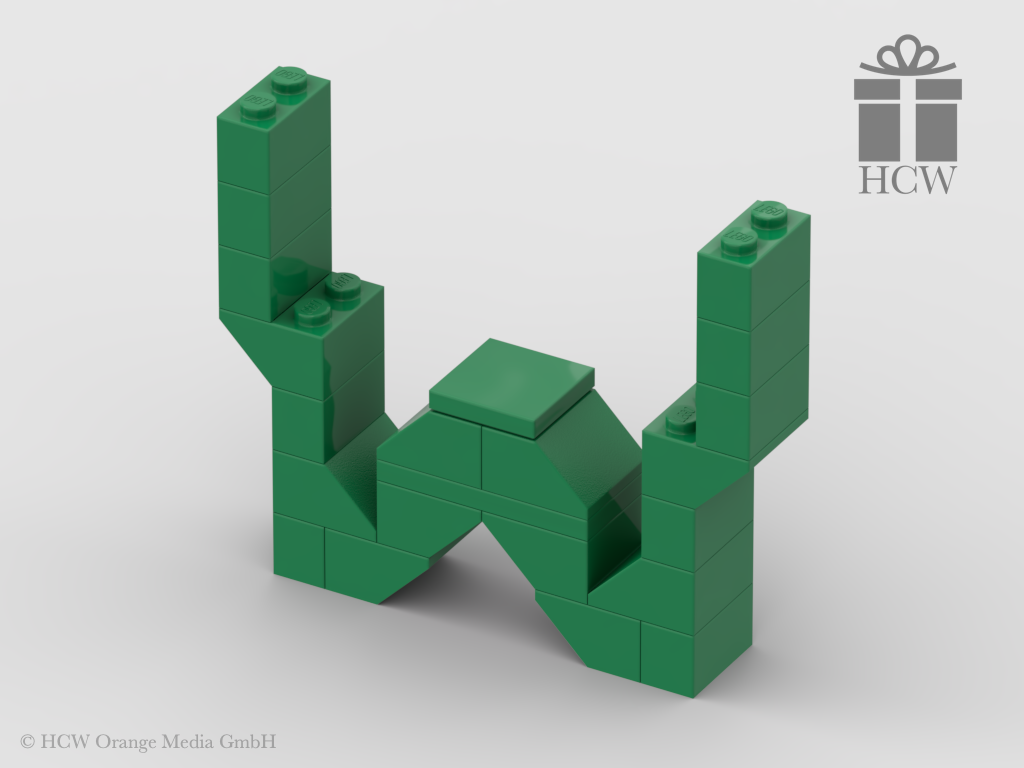 Buchstabe W aus LEGO® Steinen (Höhe 7 Steine)