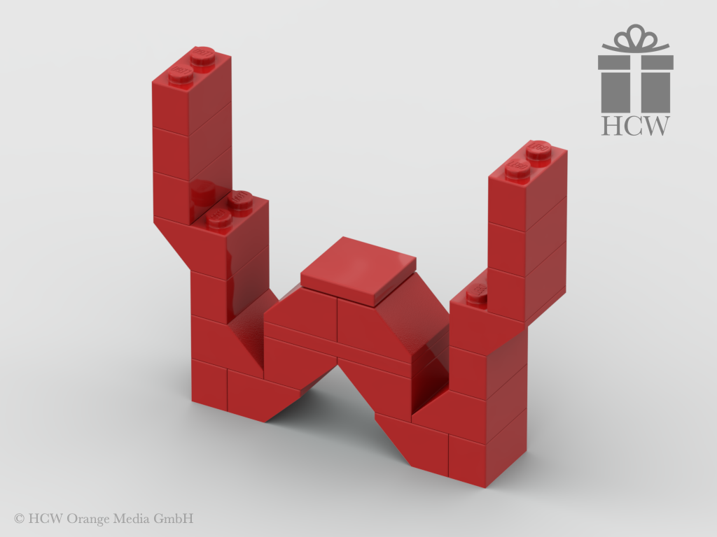 Buchstabe W aus LEGO® Steinen (Höhe 7 Steine)