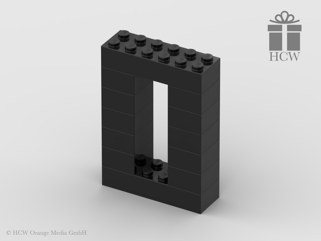 Zahl 0 aus LEGO® Steinen (Höhe 7 Steine)