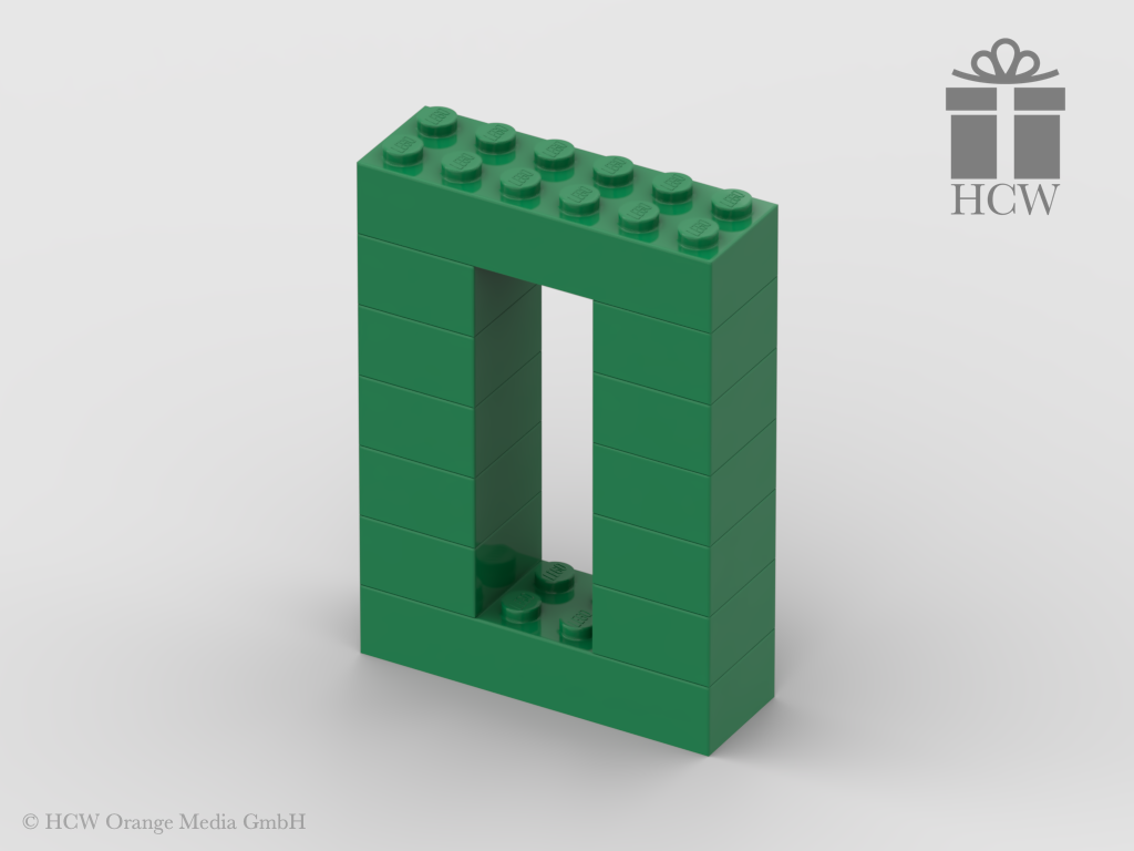 Zahl 0 aus LEGO® Steinen (Höhe 7 Steine)