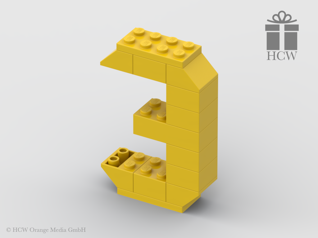 Zahl 3 aus LEGO® Steinen (Höhe 7 Steine)