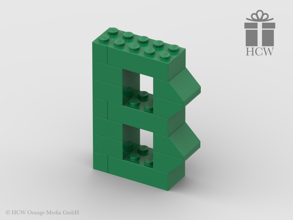 Buchstabe B aus LEGO® Steinen (Höhe 7 Steine)