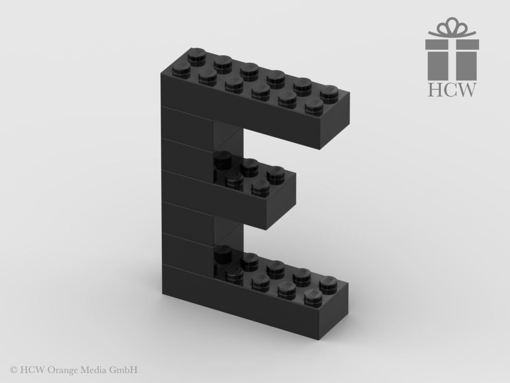 Buchstabe E aus LEGO® Steinen (Höhe 7 Steine)