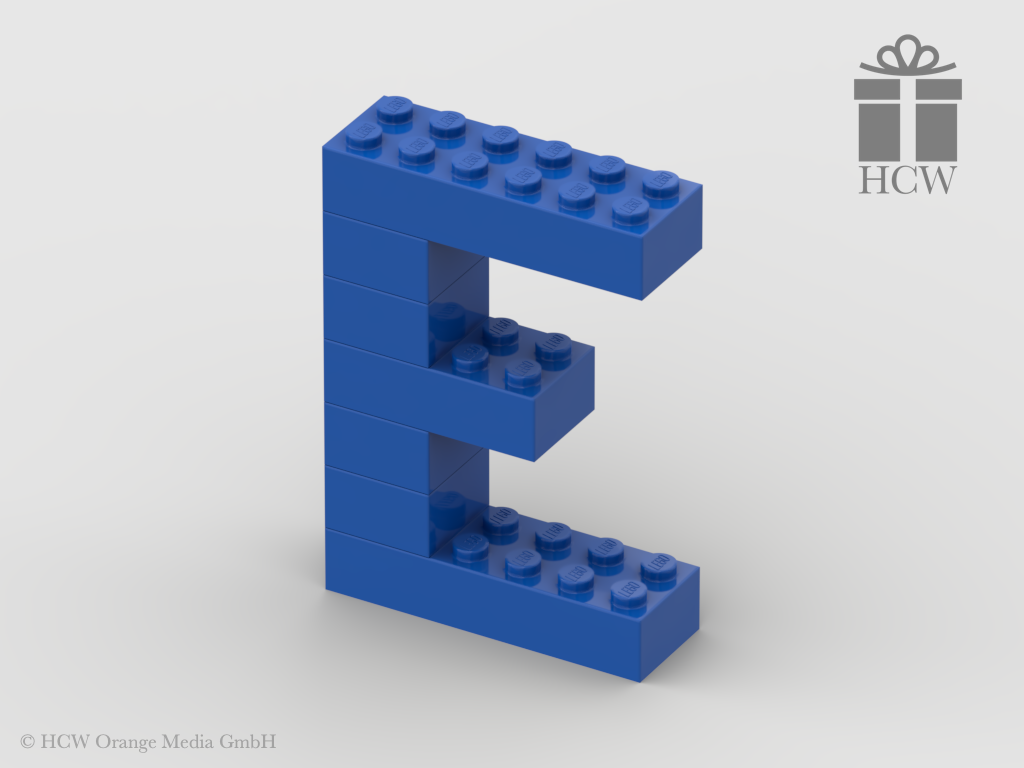 Buchstabe E aus LEGO® Steinen (Höhe 7 Steine)