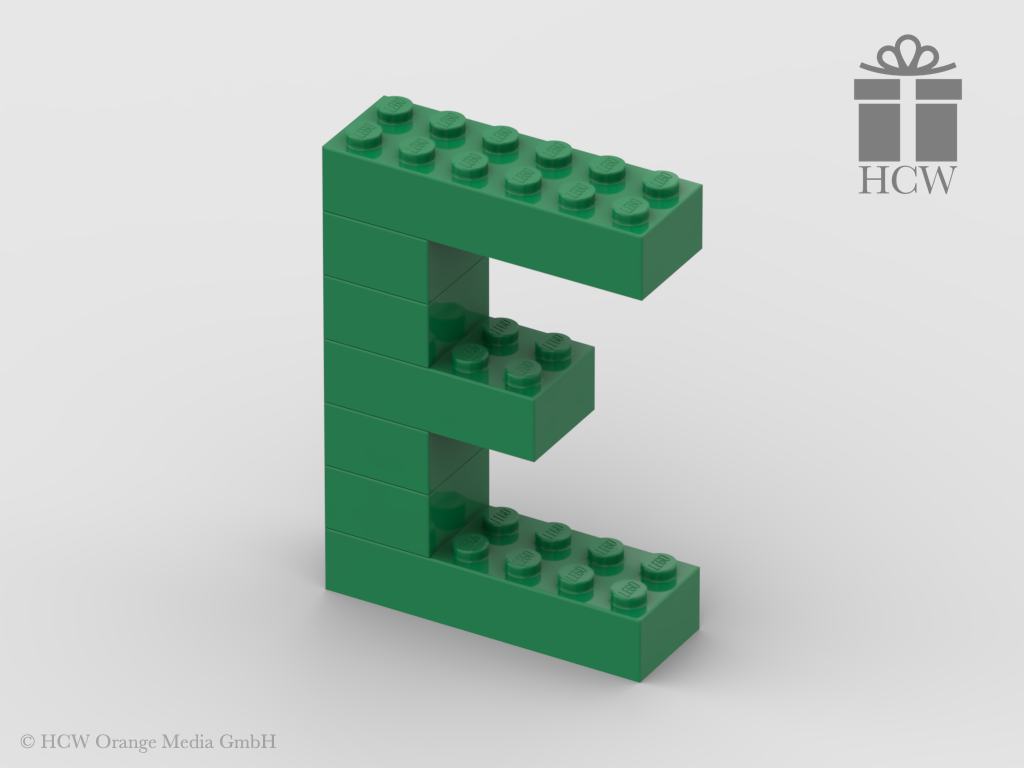 Buchstabe E aus LEGO® Steinen (Höhe 7 Steine)