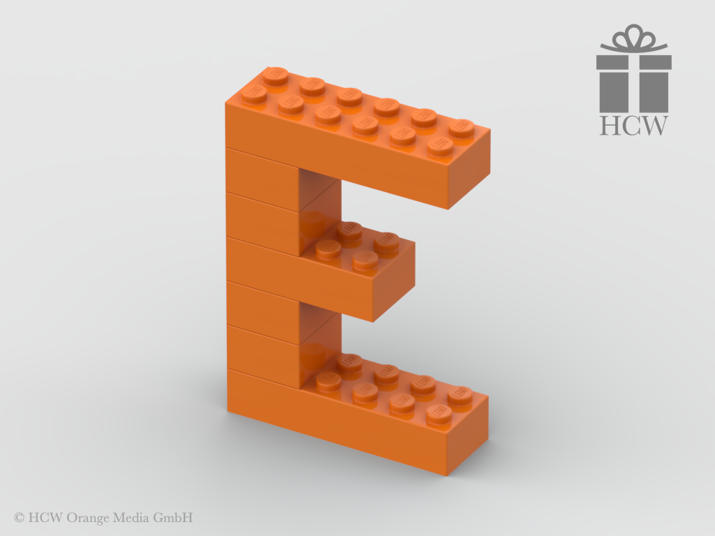 Buchstabe E aus LEGO® Steinen (Höhe 7 Steine)