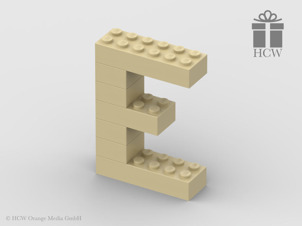 Buchstabe E aus LEGO® Steinen (Höhe 7 Steine)