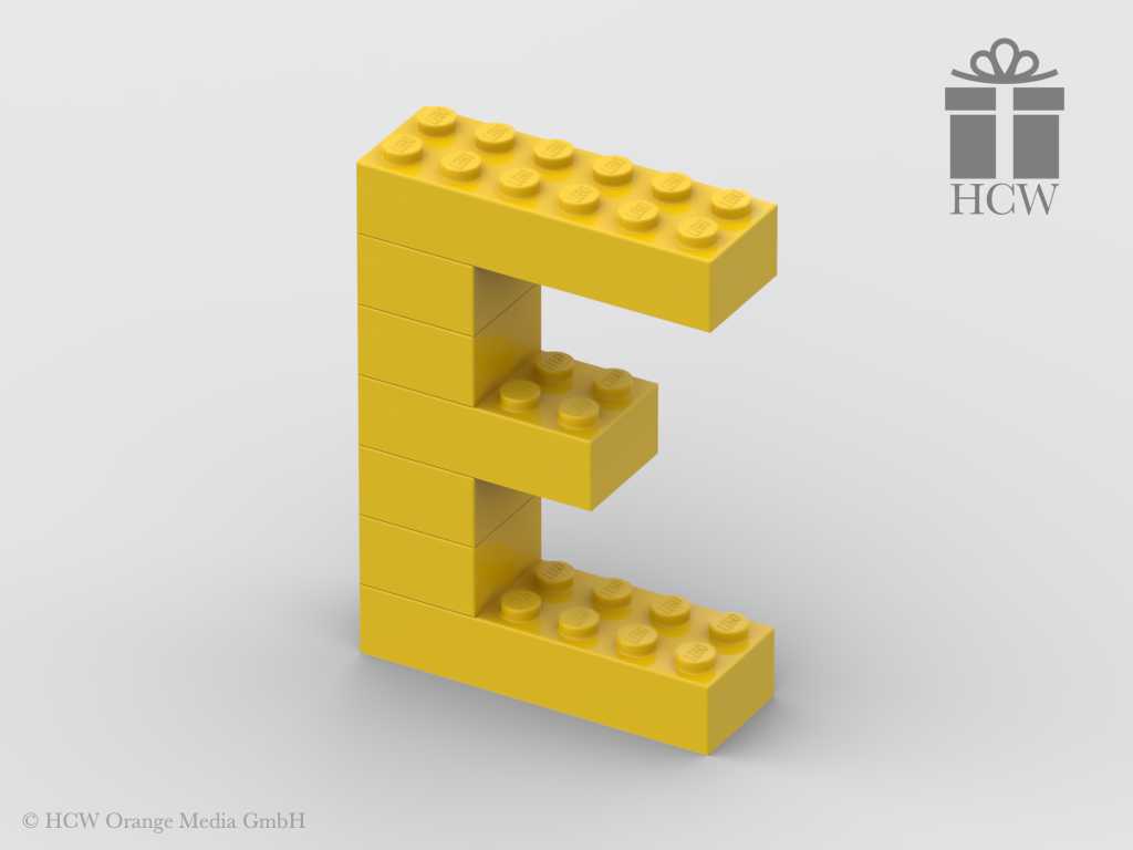 Buchstabe E aus LEGO® Steinen (Höhe 7 Steine)