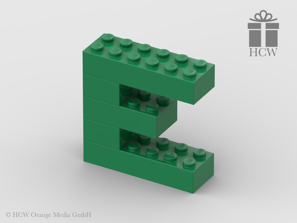 Buchstabe E aus LEGO® Steinen (Höhe 5 Steine)