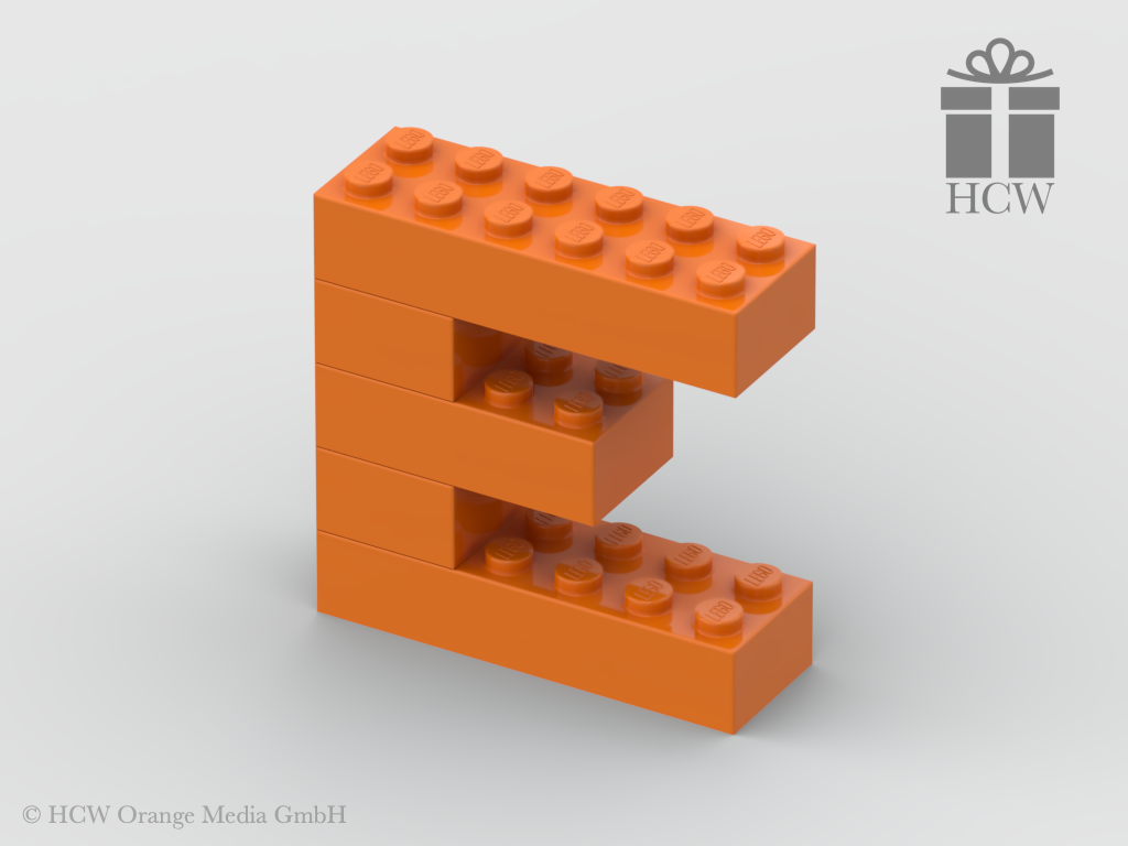 Buchstabe E aus LEGO® Steinen (Höhe 5 Steine)