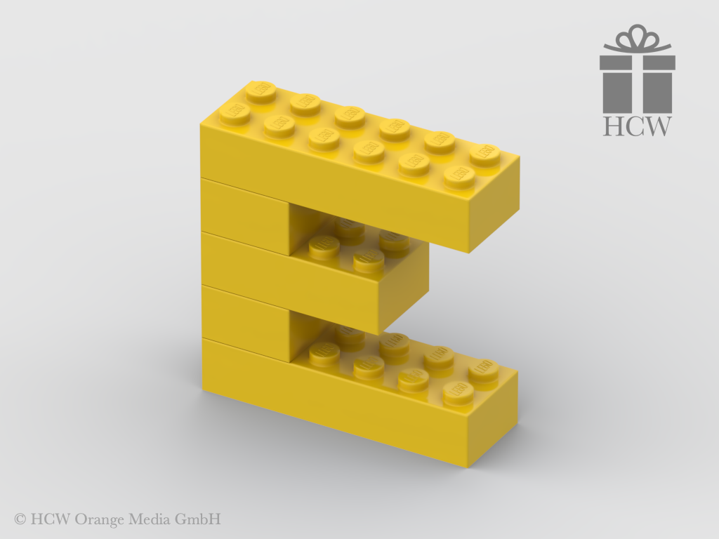 Buchstabe E aus LEGO® Steinen (Höhe 5 Steine)