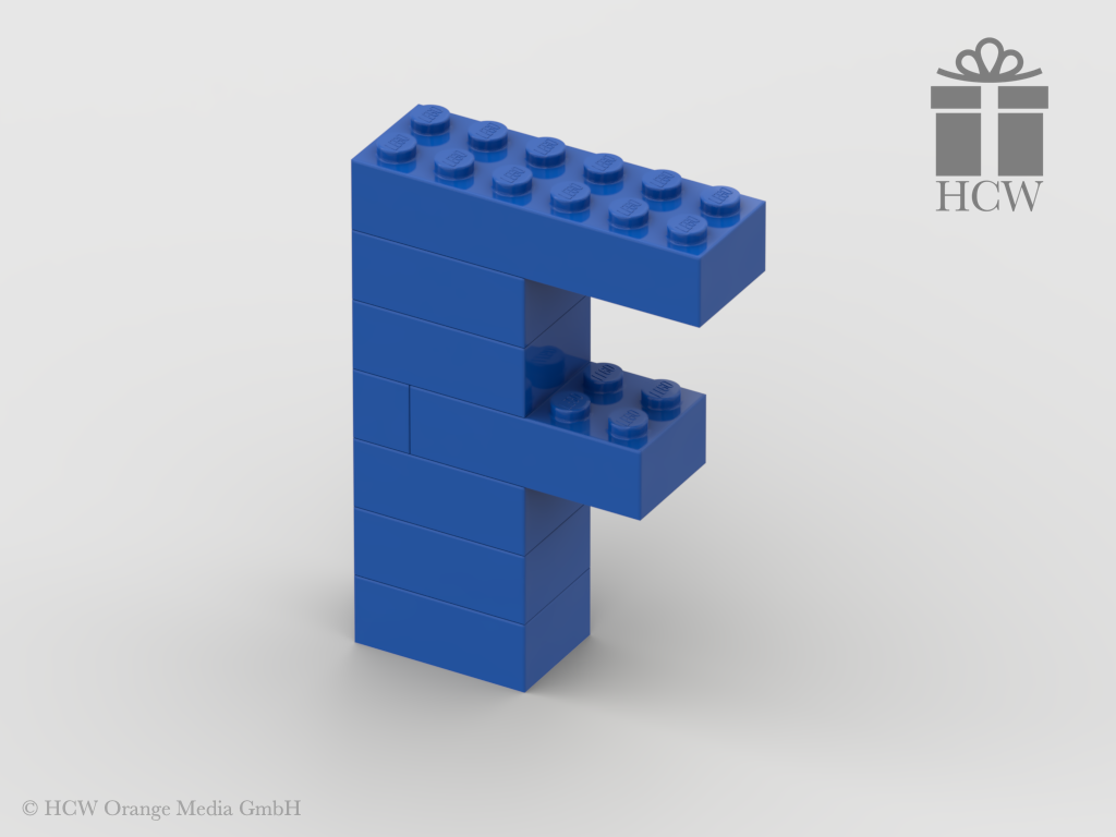 Buchstabe F aus LEGO® Steinen (Höhe 7 Steine)