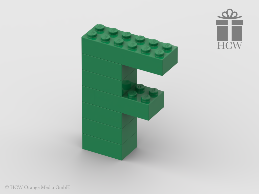 Buchstabe F aus LEGO® Steinen (Höhe 7 Steine)