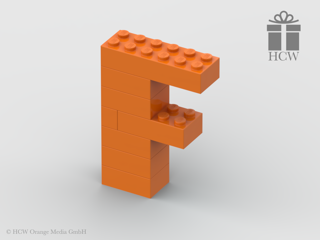 Buchstabe F aus LEGO® Steinen (Höhe 7 Steine)