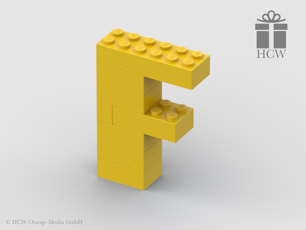 Buchstabe F aus LEGO® Steinen (Höhe 7 Steine)