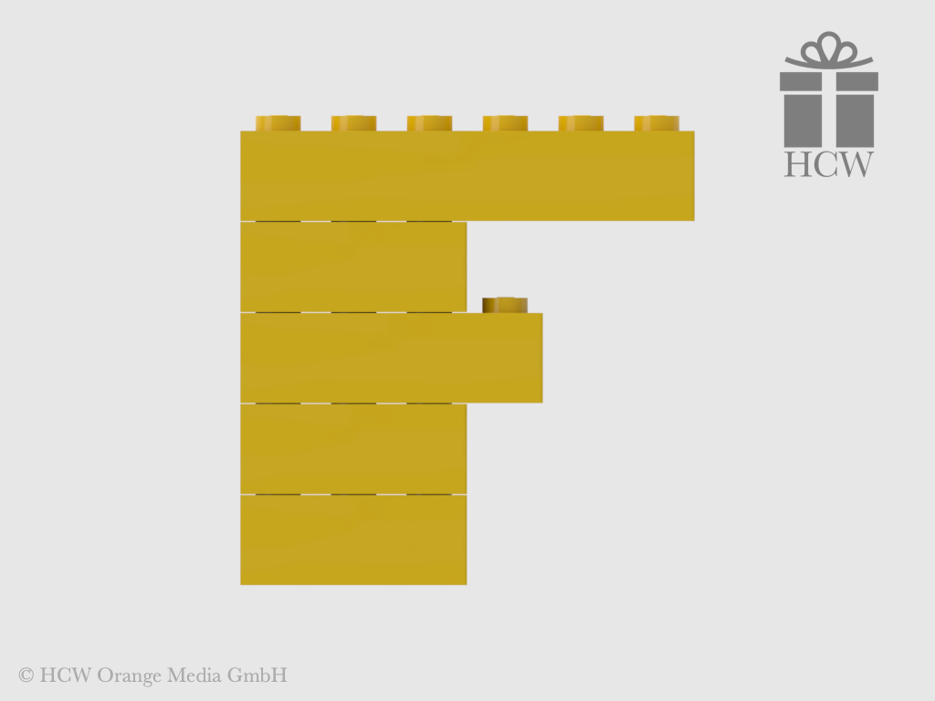 Buchstabe F aus LEGO® Steinen (Höhe 5 Steine)