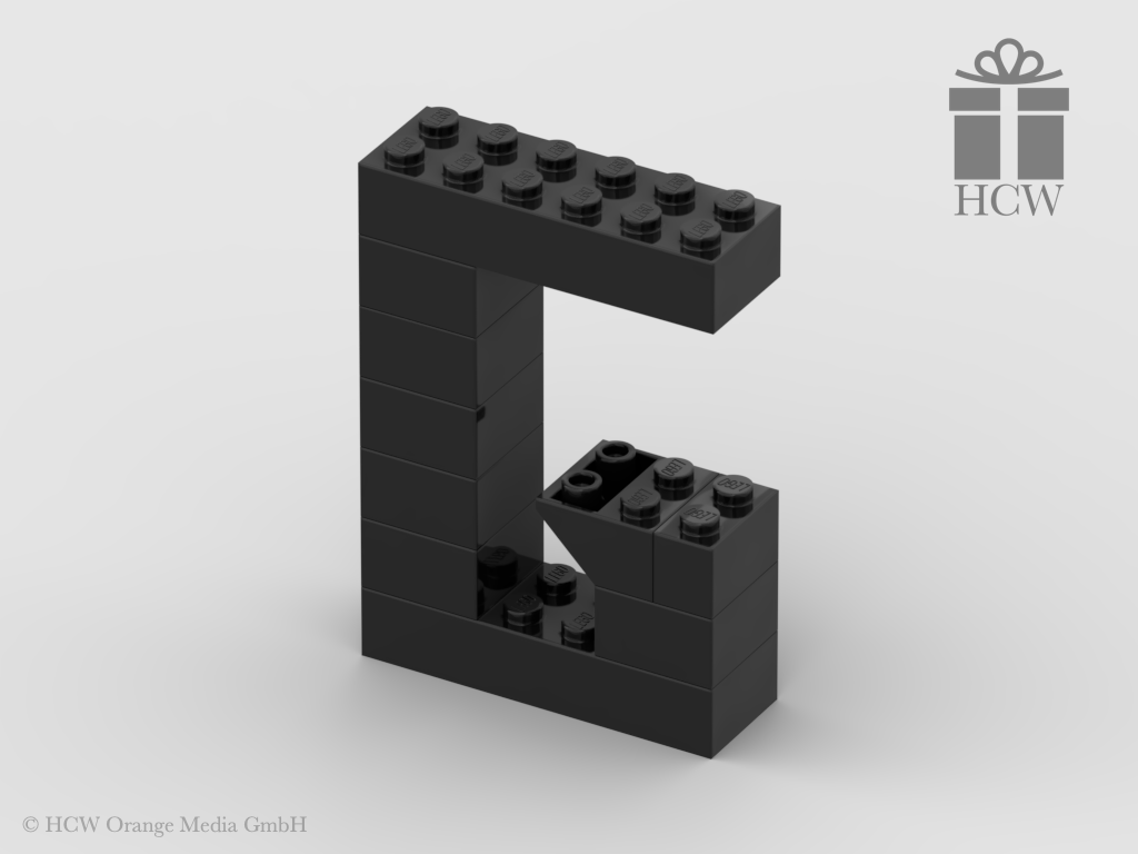 Buchstabe G aus LEGO® Steinen (Höhe 7 Steine)