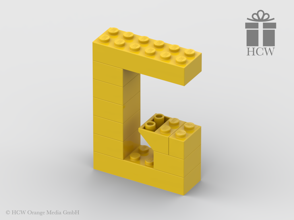 Buchstabe G aus LEGO® Steinen (Höhe 7 Steine)