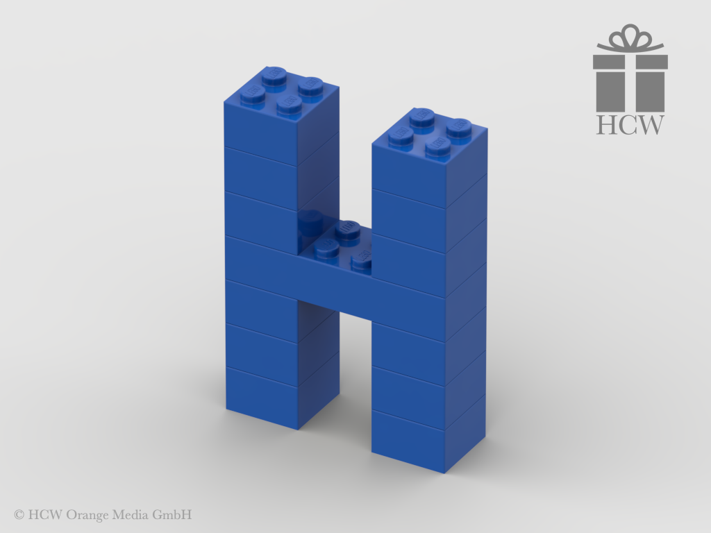 Buchstabe H aus LEGO® Steinen (Höhe 7 Steine)