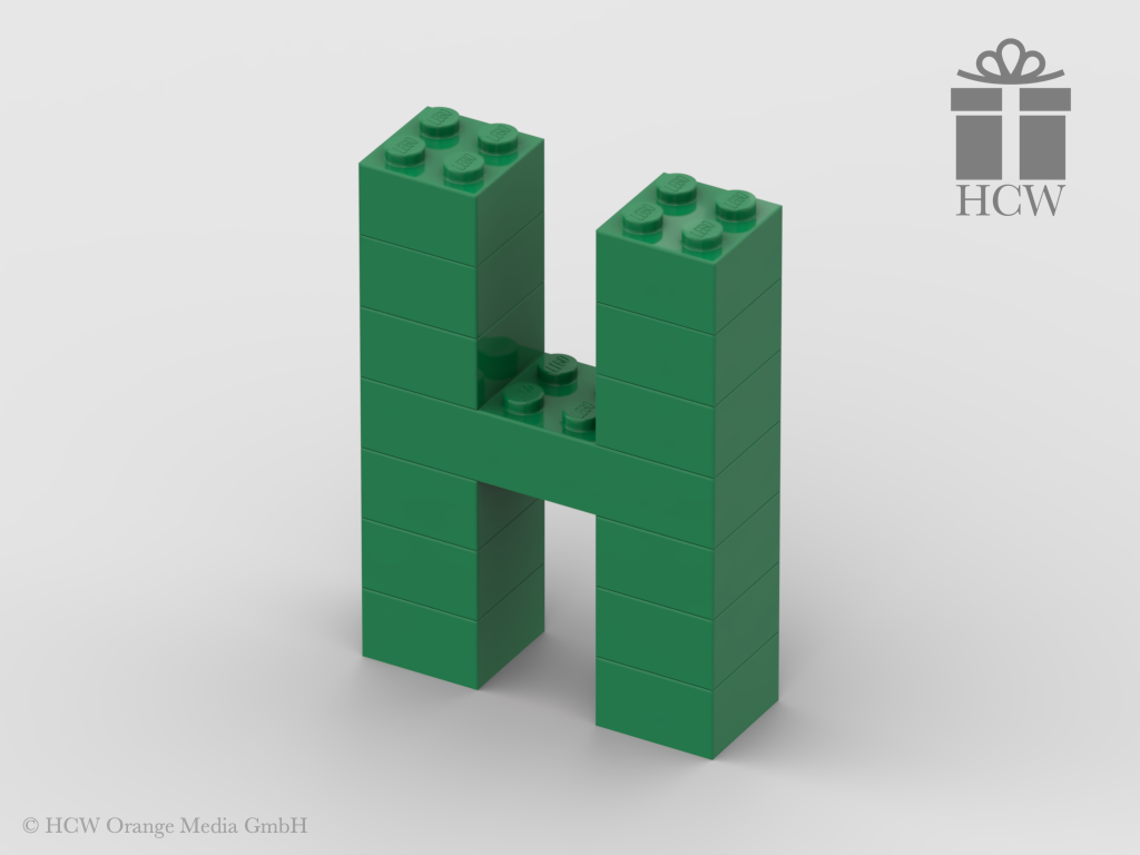 Buchstabe H aus LEGO® Steinen (Höhe 7 Steine)