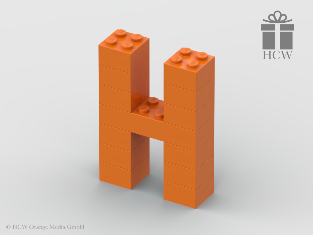 Buchstabe H aus LEGO® Steinen (Höhe 7 Steine)