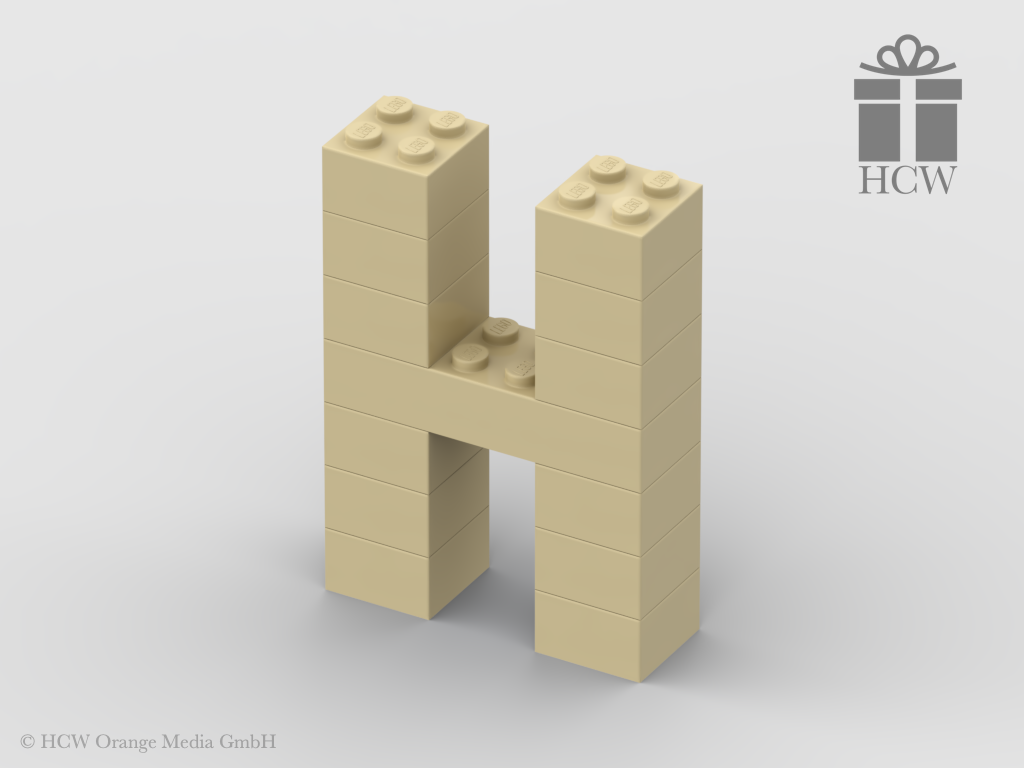 Buchstabe H aus LEGO® Steinen (Höhe 7 Steine)