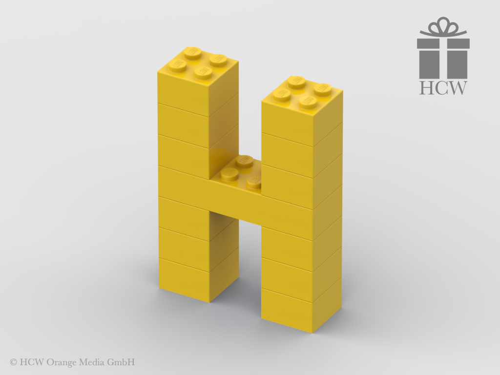 Buchstabe H aus LEGO® Steinen (Höhe 7 Steine)