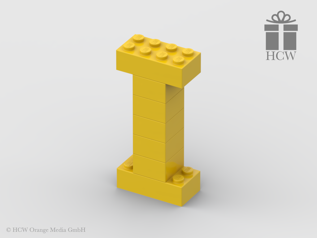 Buchstabe I aus LEGO® Steinen (Höhe 7 Steine)