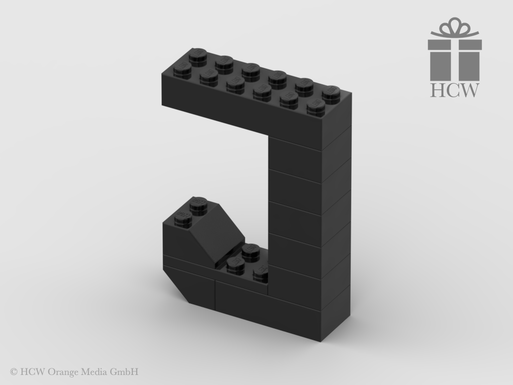 Buchstabe J aus LEGO® Steinen (Höhe 7 Steine)