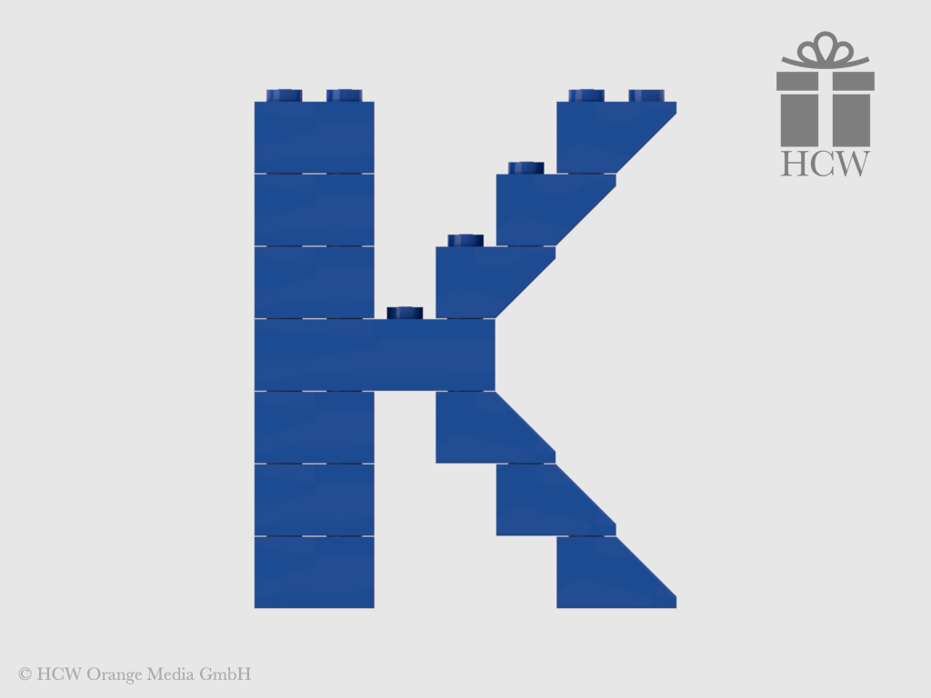 Buchstabe K aus LEGO® Steinen (Höhe 7 Steine)