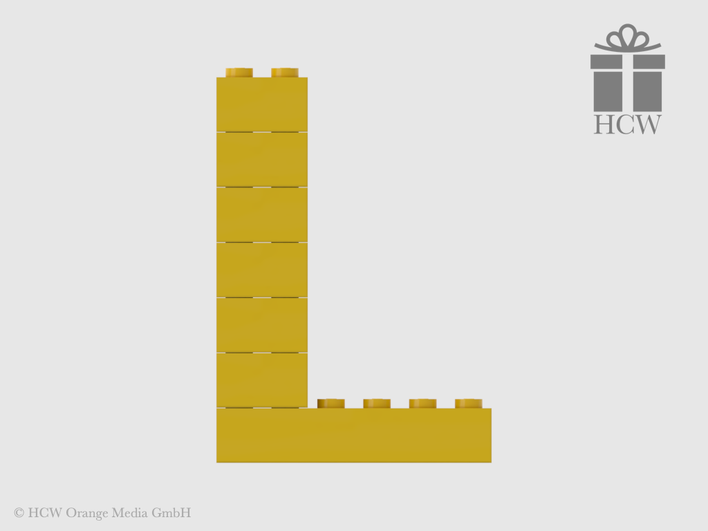 Buchstabe L aus LEGO® Steinen (Höhe 7 Steine)